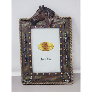Horse-Themed Western Picture Frame With Barbed Wire‎ & Rope Details 4" x 6"